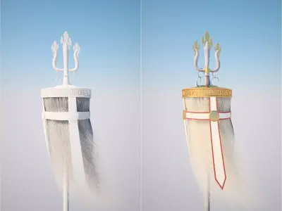 Mongolian white flag 3D model