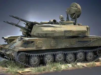 ZSU-23-4 Shilka Game Ready Low-poly 3D model