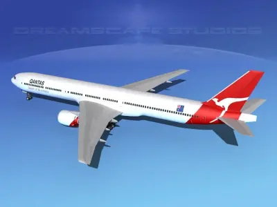 Boeing 777-300 MP Qantas 3D model
