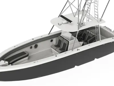 Sport fishing boat Black 3D model