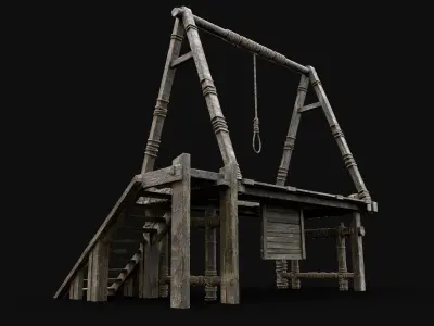 GALLOWS HANGING EXECUTION TORTURE TORMENT DEATH CONSTRUCTION Low-poly 3D model
