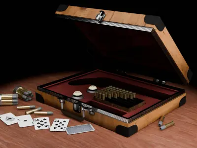 colt 45 long with a weapon case Low-poly 3D model