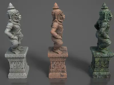 Ancient Khmer Statue17-250523 Low-poly 3D model