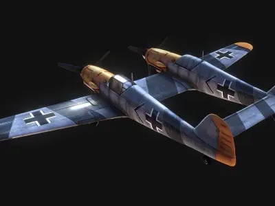 Messerschmitt Bf 109 zwilling Low-poly 3D model