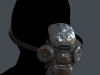 Gas mask helmet 3d model scifi Low-poly Low-poly 3D model