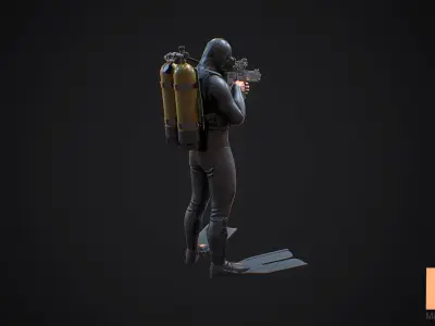 Military Diver Low-poly 3D model