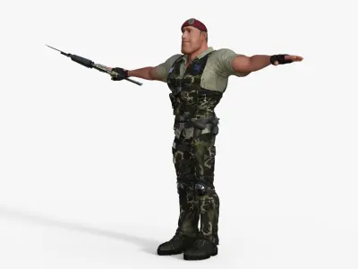 Commando Soldier Character Rigged 3D model