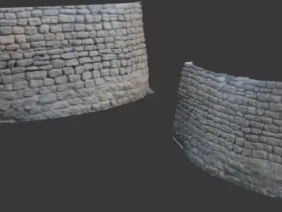 Stone Brick Wall Scan Low-poly 3D model