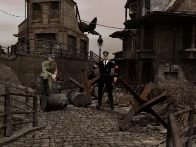 SS officers uniform pack made with marvelous designer 3D model