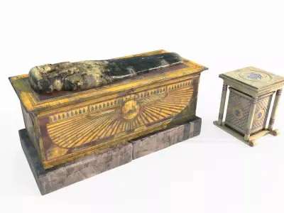 Pharaoh s coffin and other relics 3D model