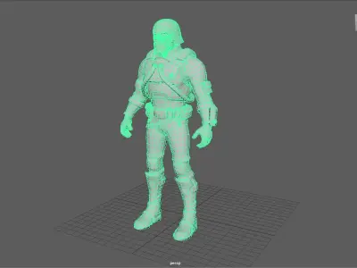 Low Poly Green Space Soldier Low-poly 3D model