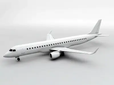 Embraer ERJ 195 - Generic White Low-poly 3D model