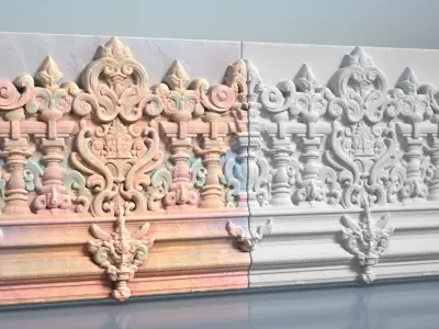 Low poly Indian Temple Walls B - 240612 Low-poly 3D model