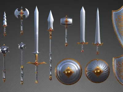 Fantasy Weapons Low-poly 3D model