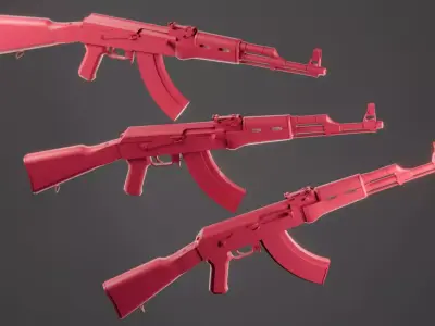 AK 47 Low-poly 3D model 9