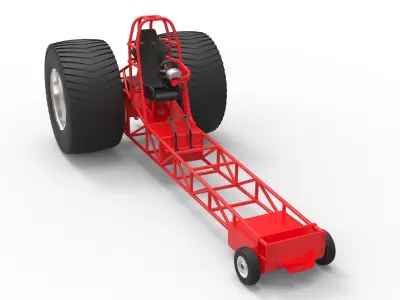 Chassis of pulling tractor 3D model
