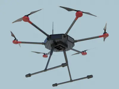Hexacopter heavy drone UAV model Low-poly 3D model