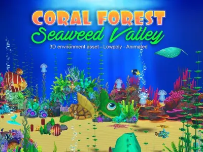 Coral Forest - Seaweed Valley Low-poly 3D model