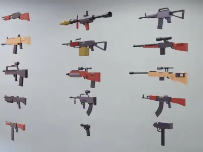 Weapons Pack  Low-poly 3D model