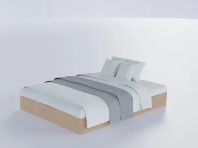 White Bed Free 3D model