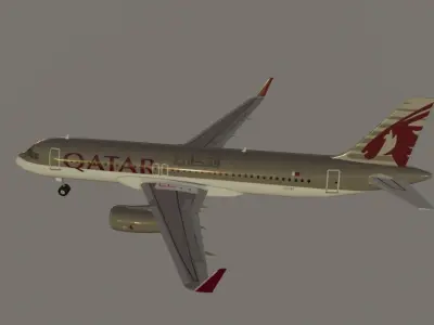 Qatar Airways Airbus a320-232 low poly 3D Model  Low-poly 3D model
