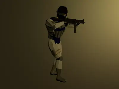 swat low poly rigged and anim Low-poly 3D model