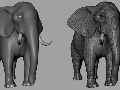 Elephant Topology Uv Map Free low-poly 3D model