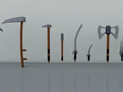 Weapons group of different Low-poly 3D model