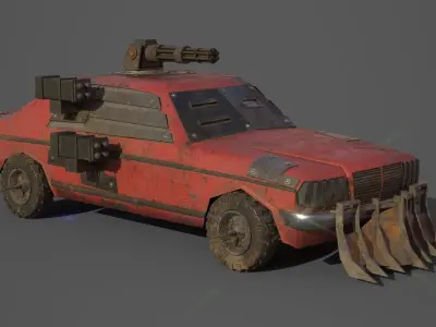 Post Apocalyptic Monster Mercedes 230 Low-poly 3D model