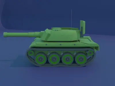 Simple Stylized Tank Low-poly 3D model