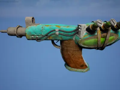 post apocalyptic gun pbr game ready Free low-poly 3D model