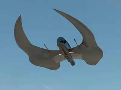 Spaceship 3D model Low poly futuristic aircraft Low-poly 3D model