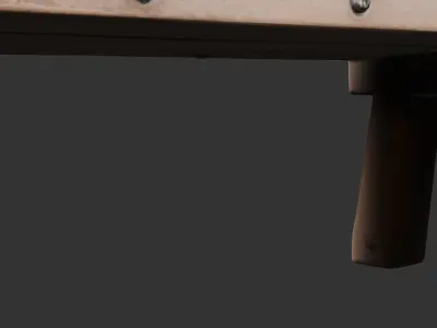 Medieval Wooden Bench Low-poly 3D model