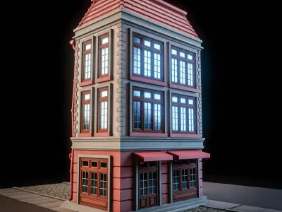 LOWPOLY CITY BUILDING STYLIZE 2 Low-poly 3D model