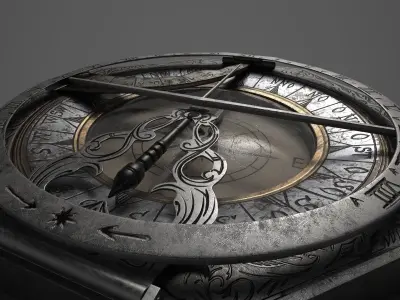 Compass with Sundial Low-poly 3D model