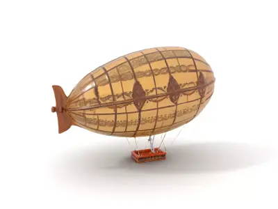 Vintage Airship model pack Low-poly 3D model