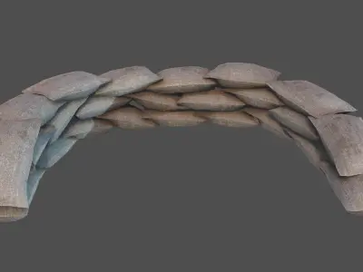Sandbags Defense PBR Low-poly 3D model