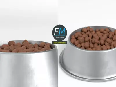 Dog bowl with food Free low-poly 3D model