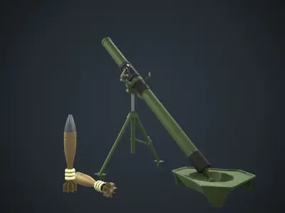 Type PP87 81mm Mortar China Army Low-poly 3D model