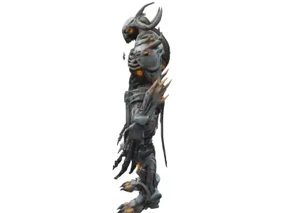 scifi feral monstrum cyborg warrior with bone armor and claws... 3D model