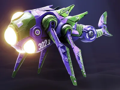 Sci-fi Underwater Drone - Stylized Submarine Low-poly 3D model