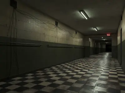 Old Dark Scary Corridor 08 Low-poly 3D model