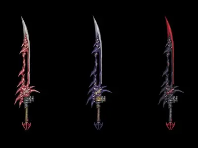 Flesh Katana Low-poly 3D model