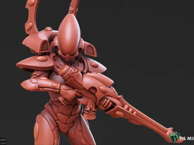 Space Elf Male Soldier Pose 1 - 8 Variants 3D print model