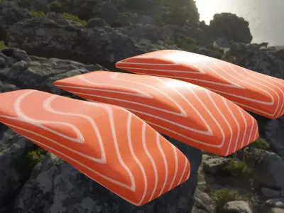 Small Slices of Salmon Meat Free 3D model