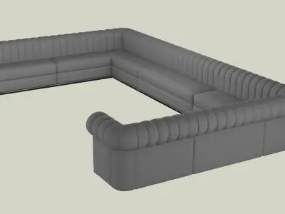 Gray Sofa With Metallic Silver Side and Round Backrest Free 3D model