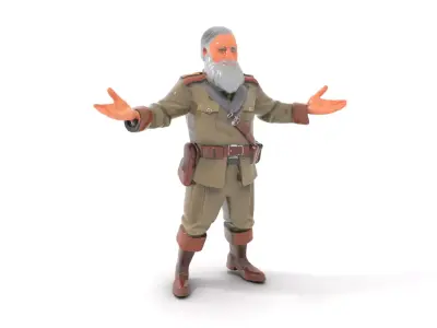 Military General D Character Model Rigged and Animated Low-poly 3D model