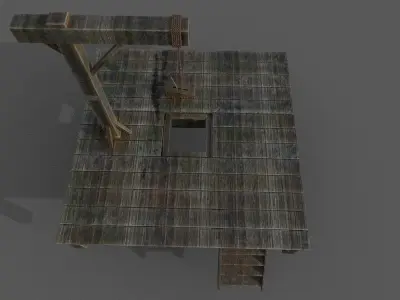 Gallows Low-poly 3D model wooden structure Low-poly 3D model