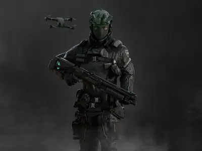 Modern Police Soldier Low-poly 3D model