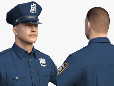 NYPD Police Officer T-Pose Fur 3D model